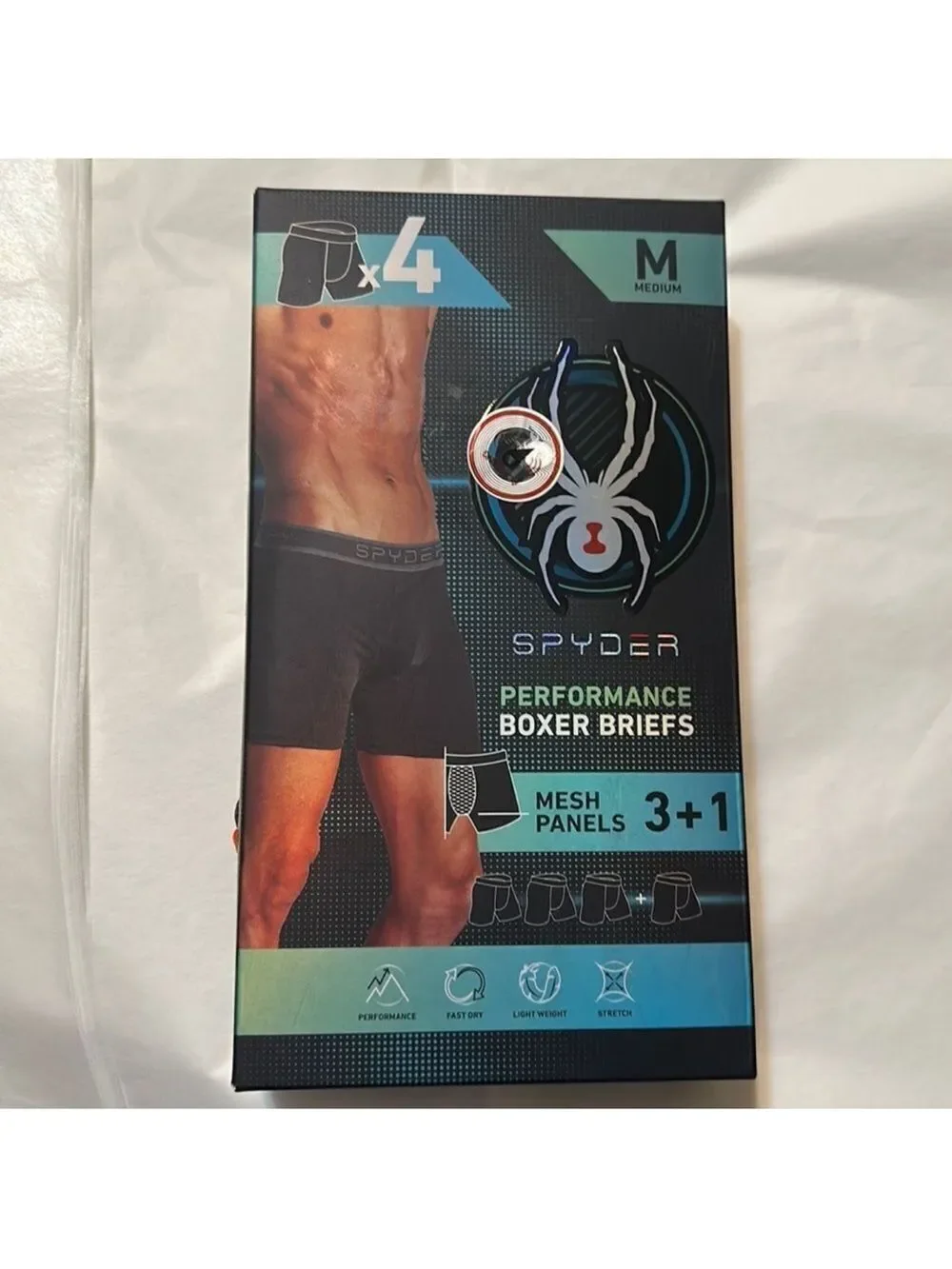 Spyder M Performance Boxer Briefs Polyester Spandex Lightweight Pack of 4